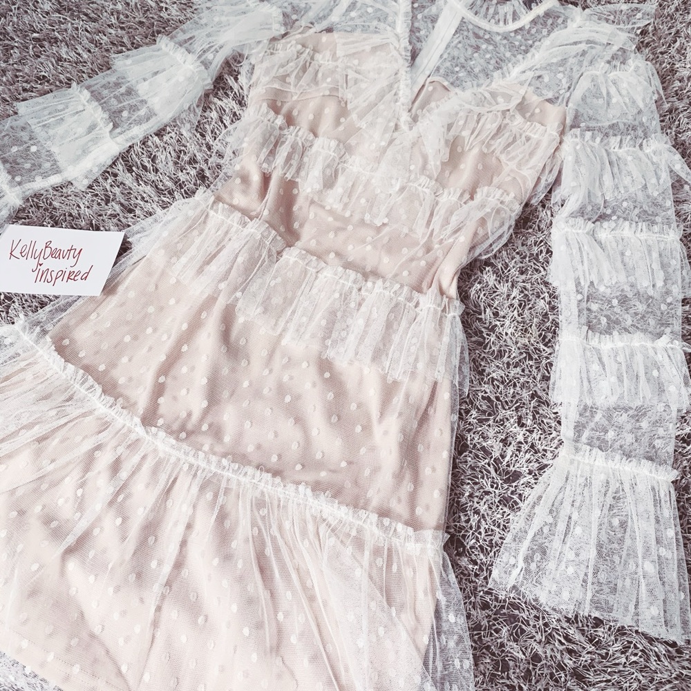 White Ruffle Mini Dress - Picture 6 of 6